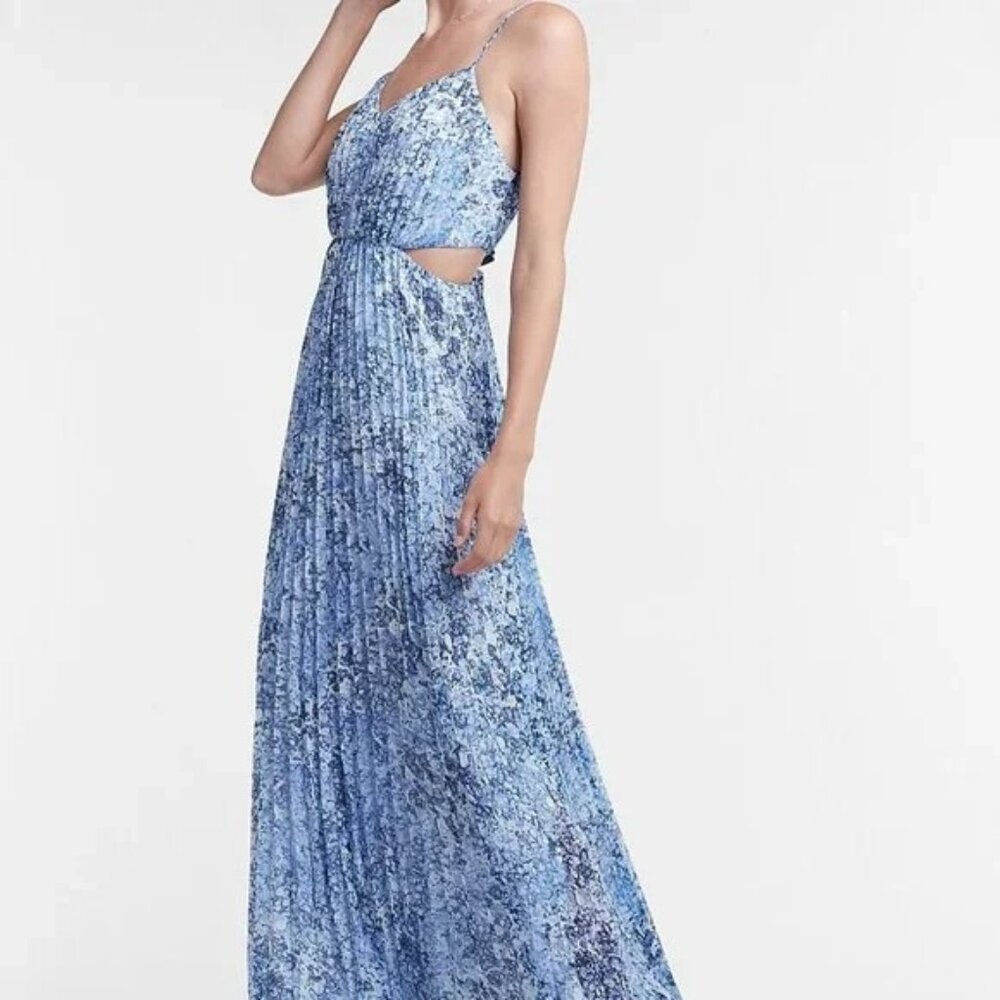 NWT Express Blue Maxi Dress with Cutout detail Medium